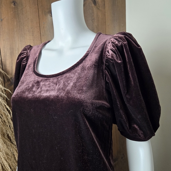 NWT Maurice's Velvet Short Puffy Sleeve Scoop Neck Top - Picture 6 of 14